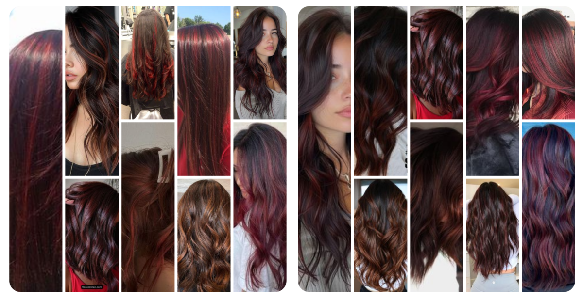 brown hair with Red highlights